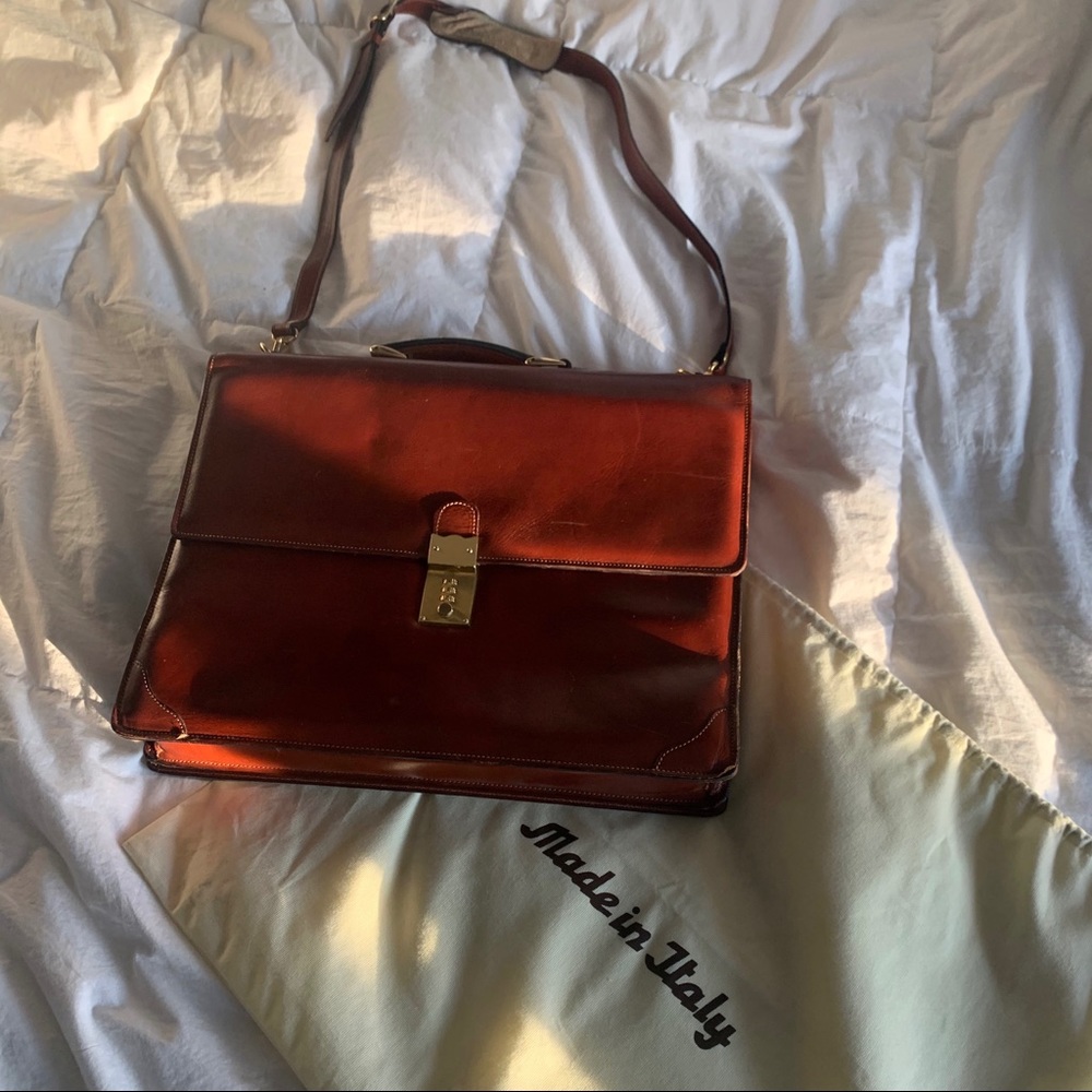 L.A.P.A. Cognac Leather Briefcase